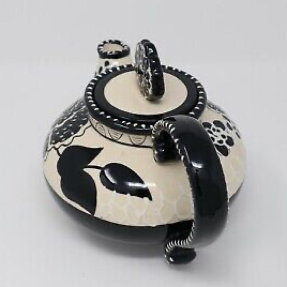Teapot Blue Sky Heather Goldminc Cambria Nouveau Black Cream Teapot 2012 Floral - Picture 4 of 11